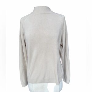 Late 1990s/Y2K Studio Works 100% Acrylic Tan Mock-Neck Back Quarter Zip Lightwei